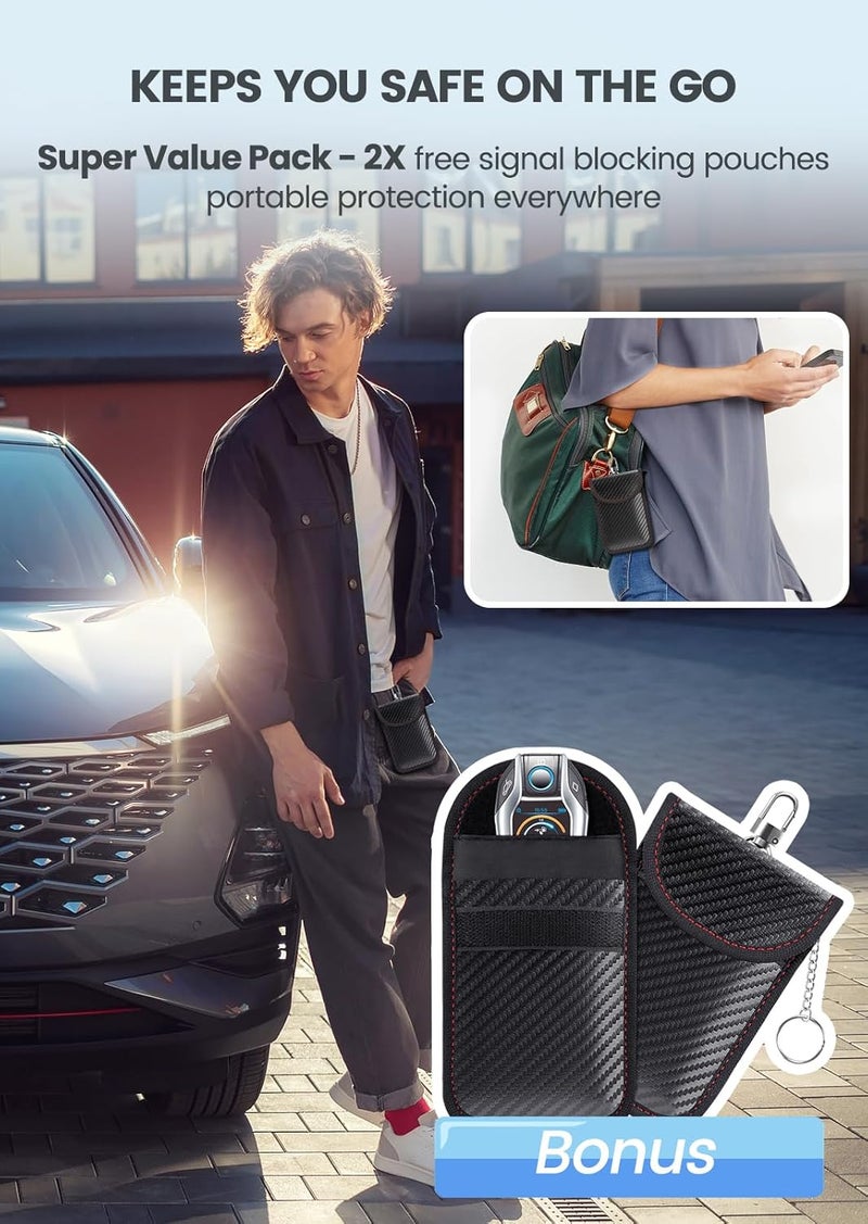 Samfolk Faraday Box with Faraday Bags for Car Keys, Car Key Signal Blocking Box, Keyless Entry Car Key Safe Protector Car Alarm Anti-Theft Shielding Cage - Image 3